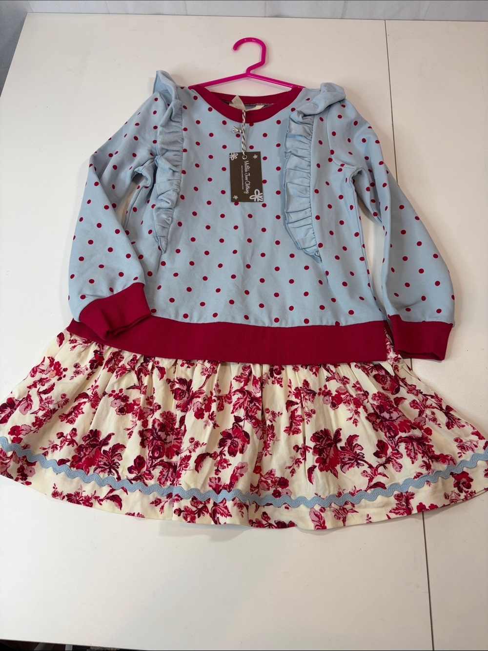 Matilda Jane Girls Size 6 NWT Floral & Polka Dot Ruffle Dress